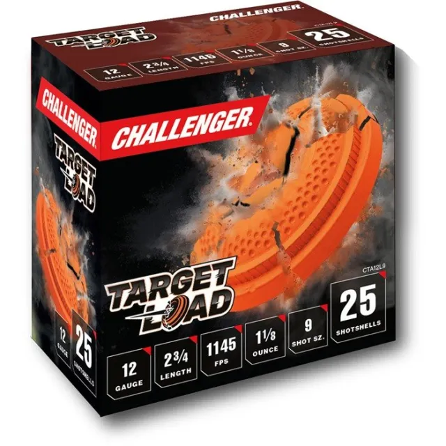 Challenger CTA12L9 12 Gauge 2-3/4" 1-1/8 oz #9 Shot Ammo 250/Case