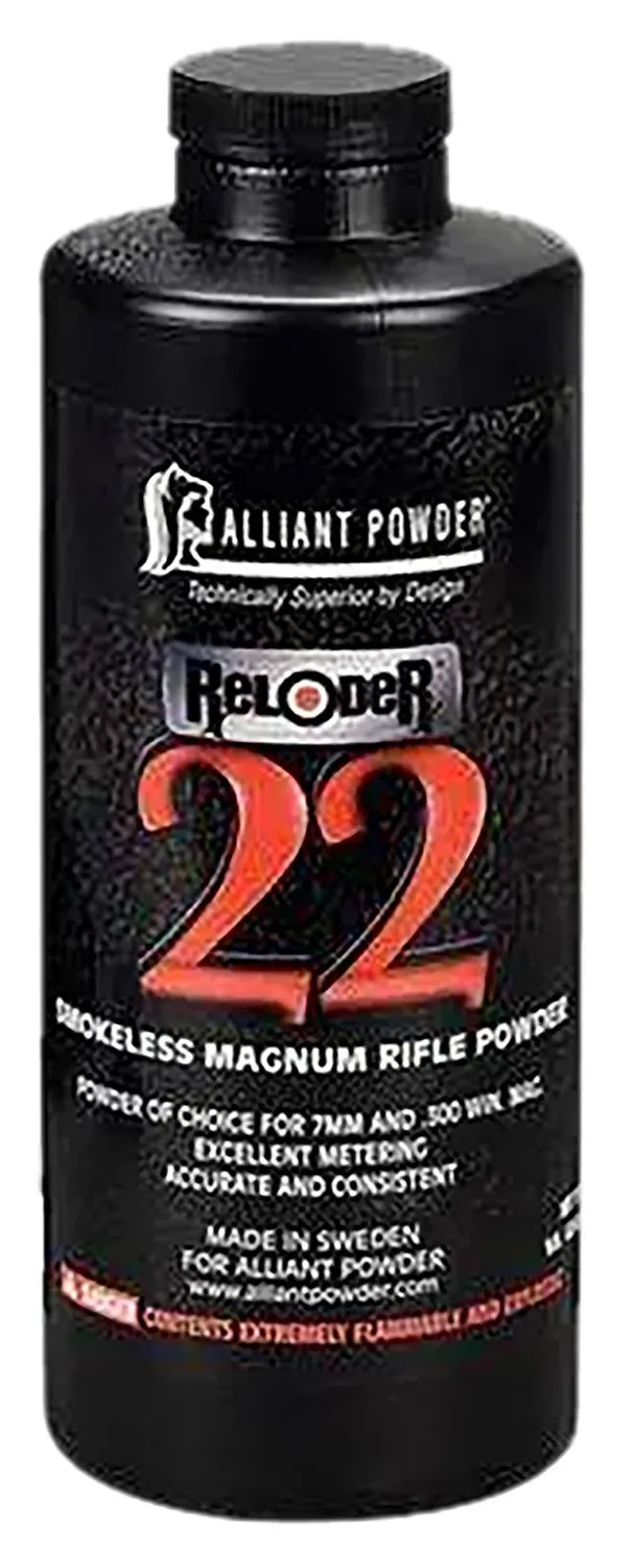 Alliant Reloder 22 Smokeless Powder 1 lb. - Top-Performing Powder for Big Game Loads - Excellent Metering - Alliant Powder - 1 LB for sale at Bang-Bang Tactical