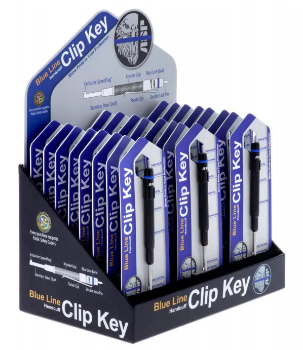 ASP Blue Line Handcuff Key 24-Piece Display Countertop Rack - ASP