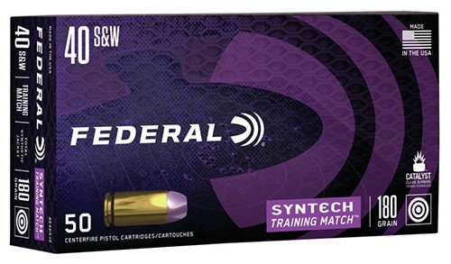 Federal AE40SJ2 Syntech Training Match 40 S&W 180 Grain, TSJ Flat Nose, 50 Rounds Centerfire Pistol Ammunition - Federal Premium Ammunition - 40 S&W