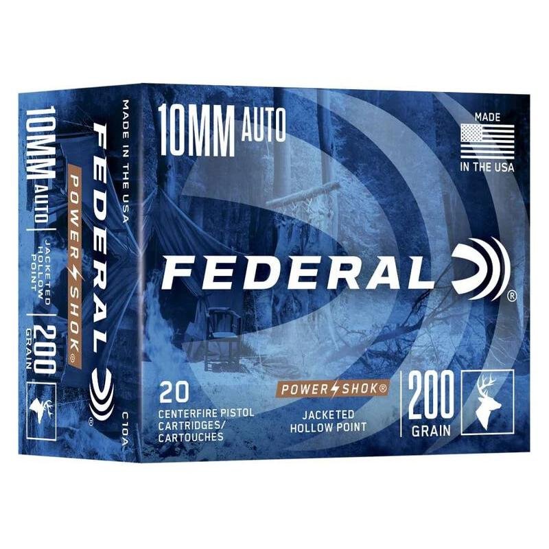 Federal C10A Power-Shok 10mm Auto 200gr JHP 1110fps 20ct Ammo - Federal Premium Ammunition - 10mm Auto