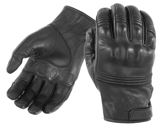 Damascus All-Leather Tactical Gloves with Rigid Knuckle Armor