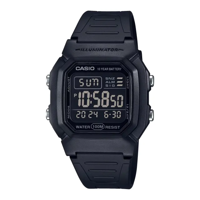 Casio Classic Digital Watch Blackout Dial Dual Time 5 Alarms