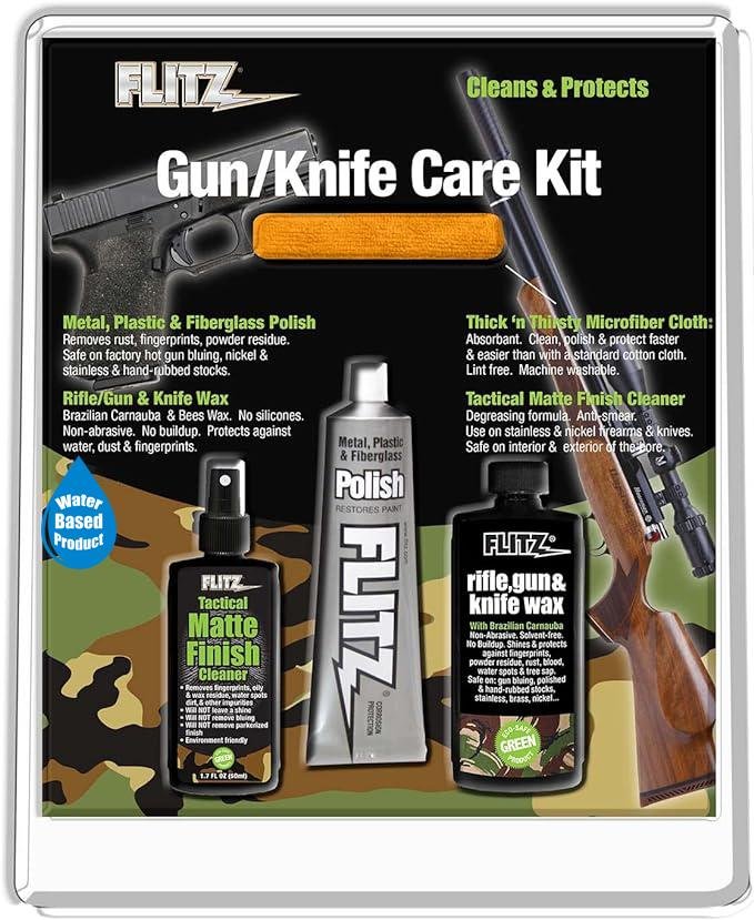 Flitz 41501 Gun Care Kit: Cleaner, Polish, Wax, Microfiber Cloth - Flitz International Ltd - Multi
