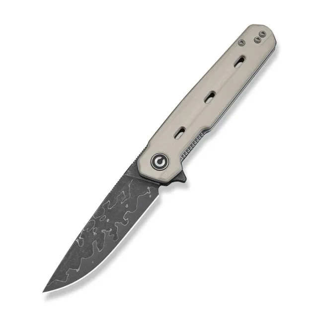 CIVIVI Knives Navo Flipper Ivory G10 Handle 3.25In Damascus Blade - CIVIVI Knives