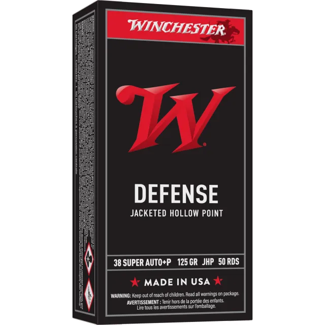 Winchester Ammo USA38AJHP .38 Super Cartridge 50 Rounds Jacketed Hollow Point (JHP) 125 Grain Brass Case