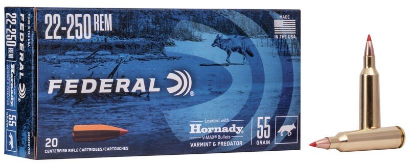 Buy Federal Premium V22250VM2 22-250 Rem 55gr Hornady V-Max 20/Box online