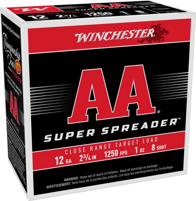 Winchester AA Super Spreader 12GA 2-3/4in #8 1oz 1250fps 25rd - Winchester - 12 Gauge 2.75"