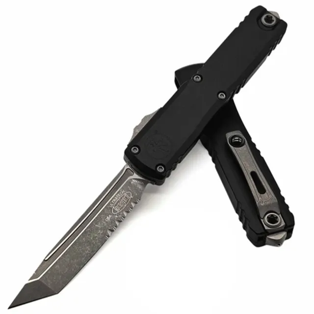MICROTECH Ultratech G3 ZBP 3.55 In APOC BLK ALU Handle Part Serrated - MICROTECH