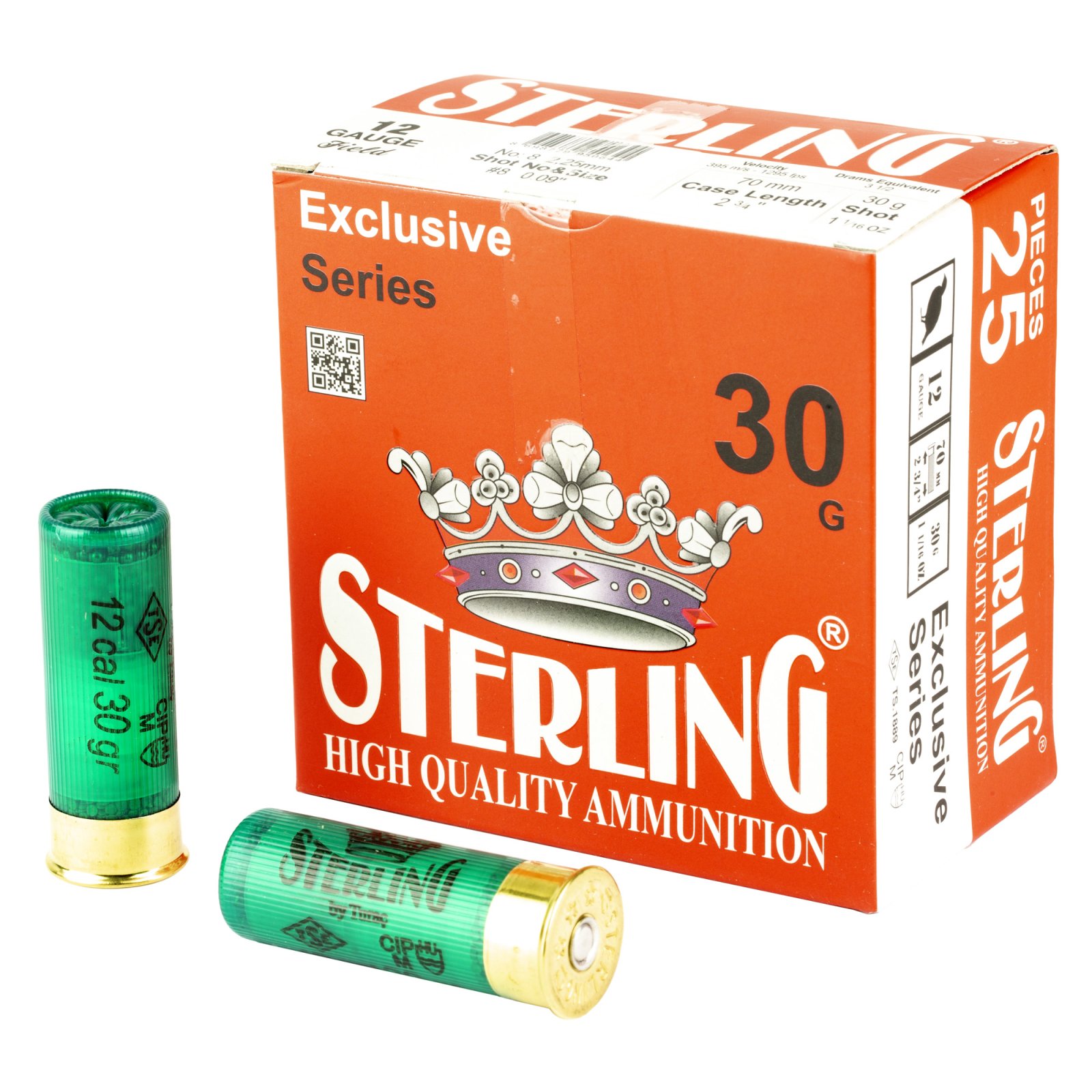 Sterling Exclusive Series 12 Gauge 2.75" #8 Shot 1-1/16 oz 25 Rounds - Sterling - 12 Gauge