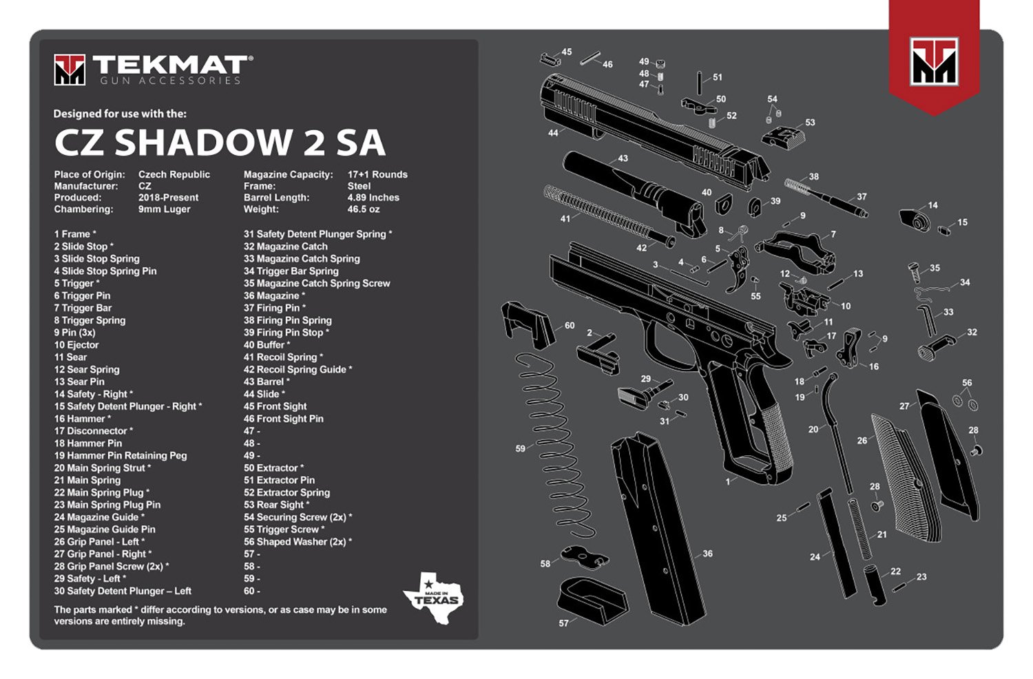 Buy TekMat CZ Shadow 2 SA Gun Mat - Weather-Resistant Rubber Padding online