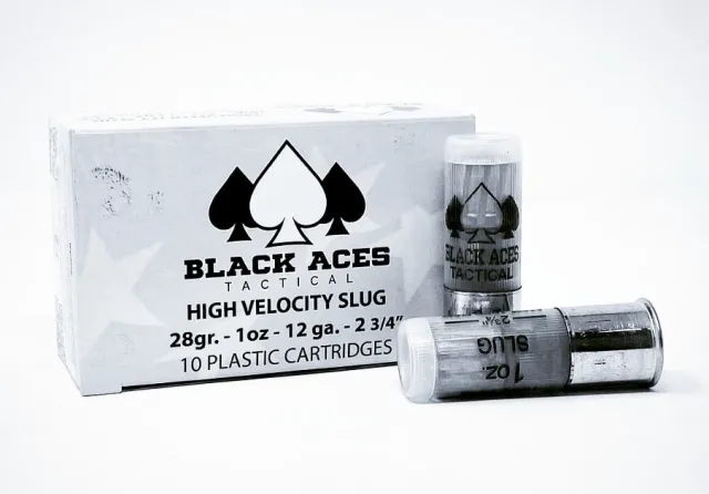 Black ACES TACTICAL AMO 12GA SLUG 1650FPS 2 3/4 1O...