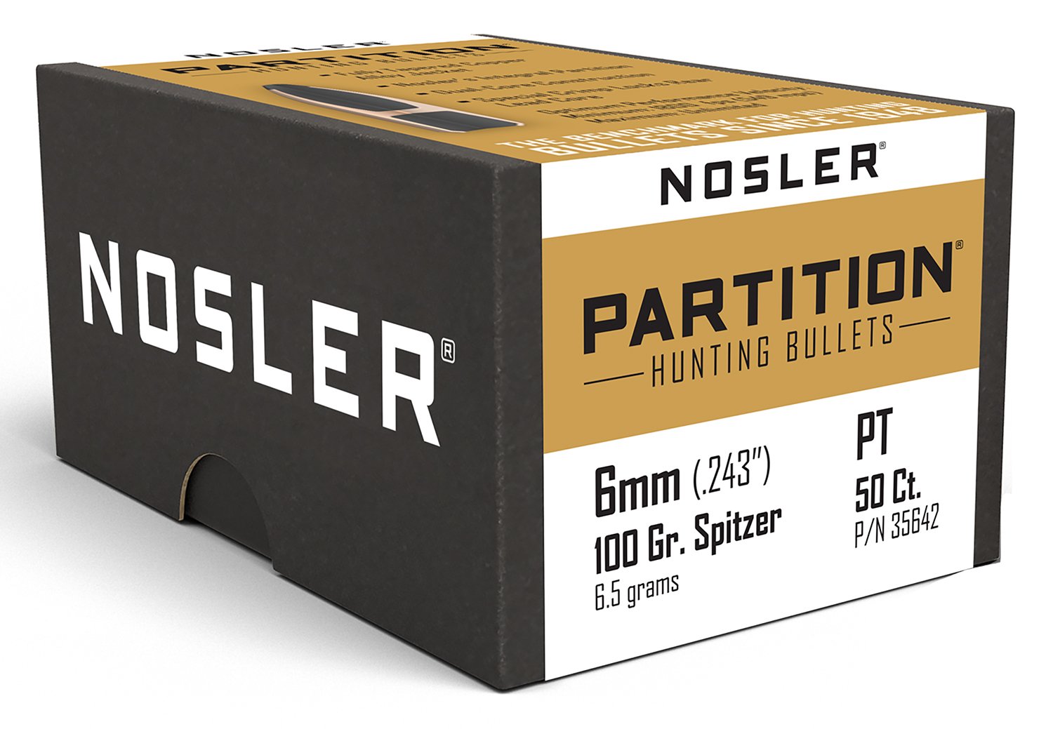 Nosler Partition Spitzer Bullets 6mm .243 100gr 50ct - Nosler - .243