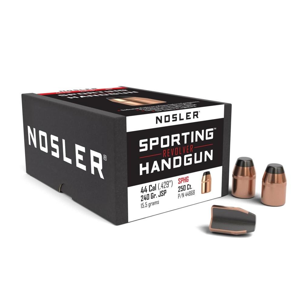 Nosler 44868 Sporting Handgun Bullets: .44 Caliber, 240gr Jacketed Soft Point, Copper Alloy, 250 Count, USA Origin - Nosler - .44