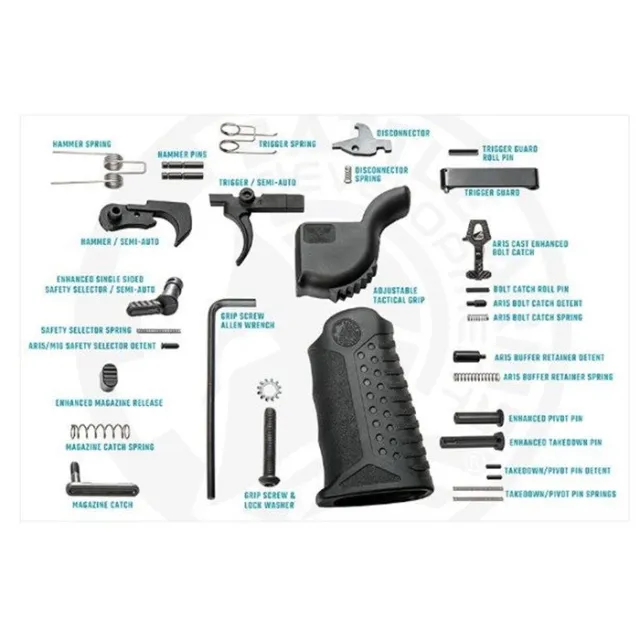 Battle Arms BAD-LPK-PKX Enhanced AR-15 Lower Parts Kit Matte Black - Battle Arms Development