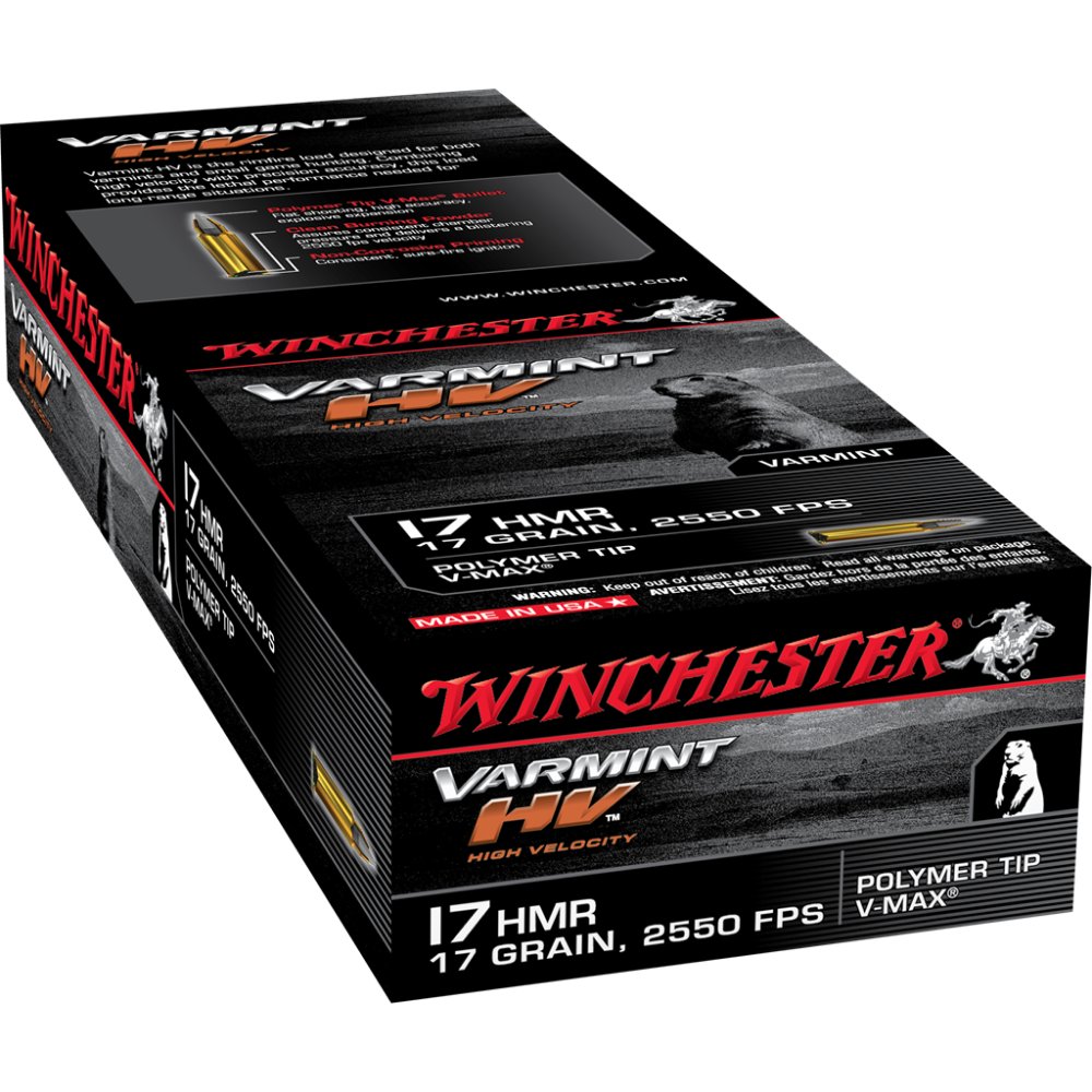 Winchester S17HMR1 .17 HMR 17 Grain Polymer Tip V-Max 50 Rounds - Winchester - 17 HMR