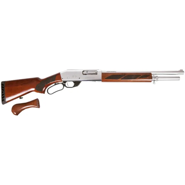Black Aces PSSLSW 12ga Lever Action Shotgun, 18.5" Barrel, Walnut, Silver