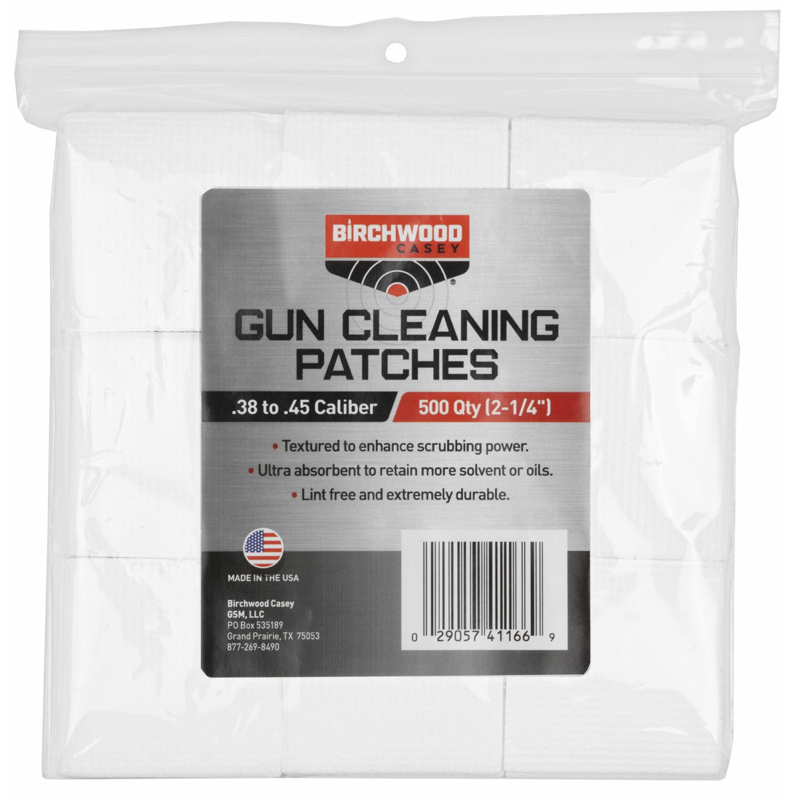 Birchwood Casey Cloth Patch 2-1/4" Square 500 Pack 41166 - Birchwood Casey - 2.25"