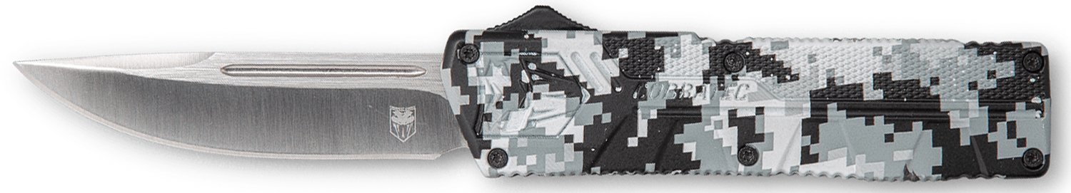 CobraTec WDCCTLWDNS 3.25 In D2 Steel OTF Knife Winter Digi Camo - CobraTec Knives