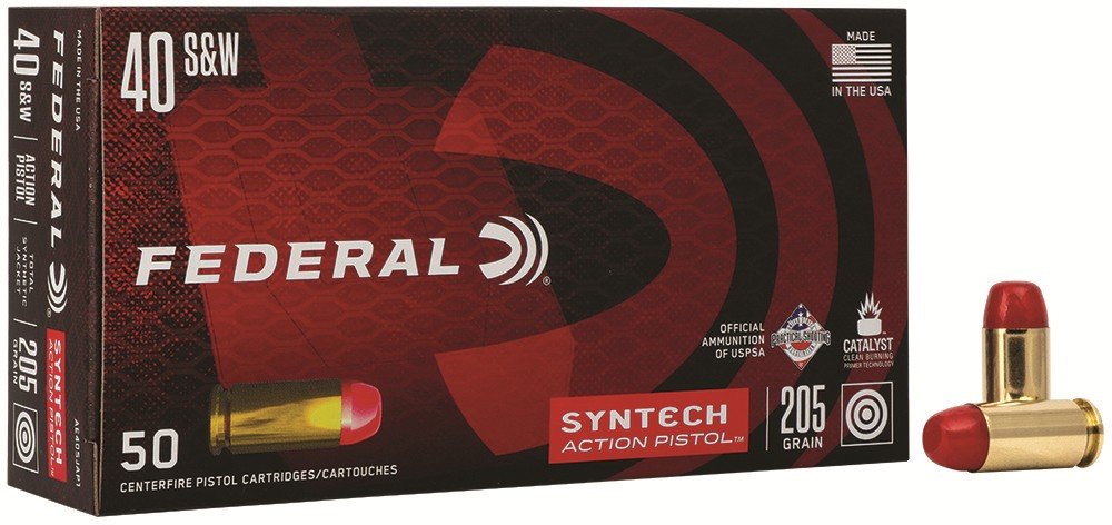 Federal AE40SJAP1 40 S&W 205 Grain 4 in Total Synthetic Jacket 50 Rounds - Federal Premium Ammunition - 40 S&W