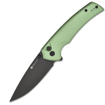 SENCUT S21022B-5 Serene Green Aluminum Handle Black D2 Blade 3.48" - SENCUT