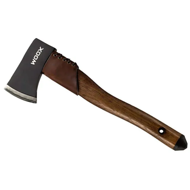 Woox BU.AXE001.04 Ax1 Tomahawk, Walnut Handle, Blued Finish, Leather Collar - Woox