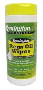 Remington 18384 Rem Oil Wipes 60 Count 7x8 Inch Cleans Lubricates Protects - Remington Arms Company, LLC - 7" X 8"