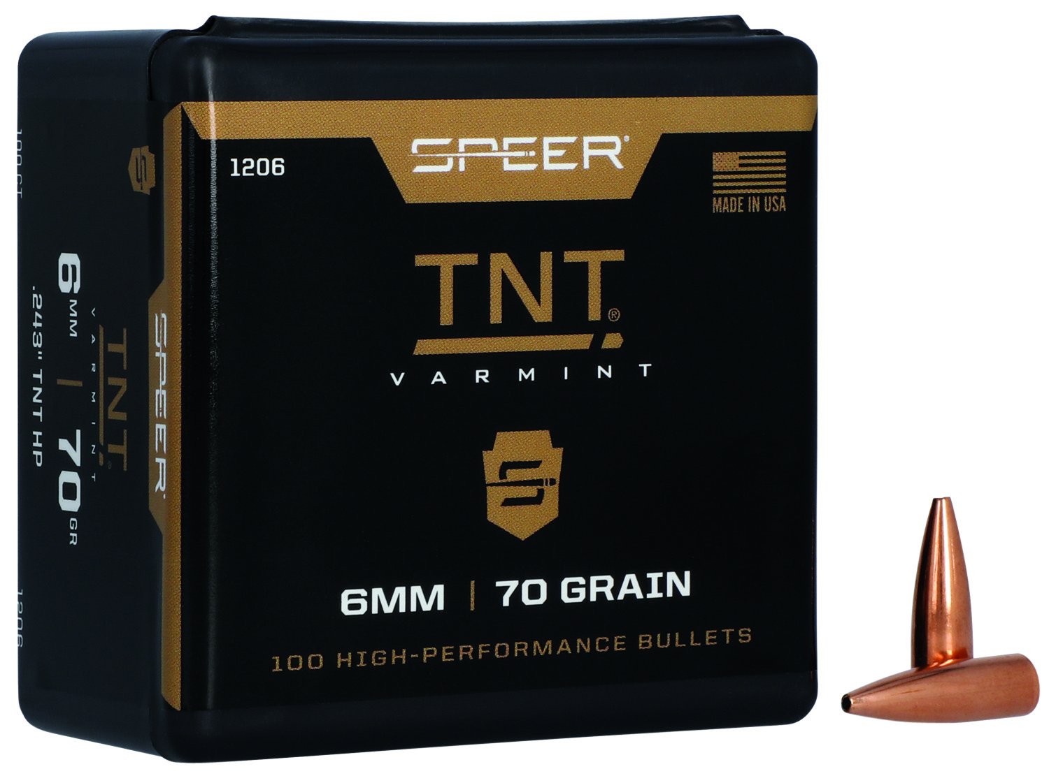Speer TNT 1206 6mm 70gr Jacketed Hollow Point Bullets 100ct - Speer - 6MM