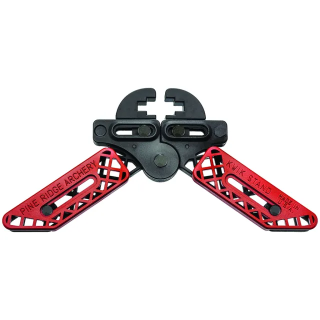 Pine Ridge Kwik Stand Bow Support - Red/Black - Model 2559-R - Adjustable Jaws and Legs - Pine Ridge