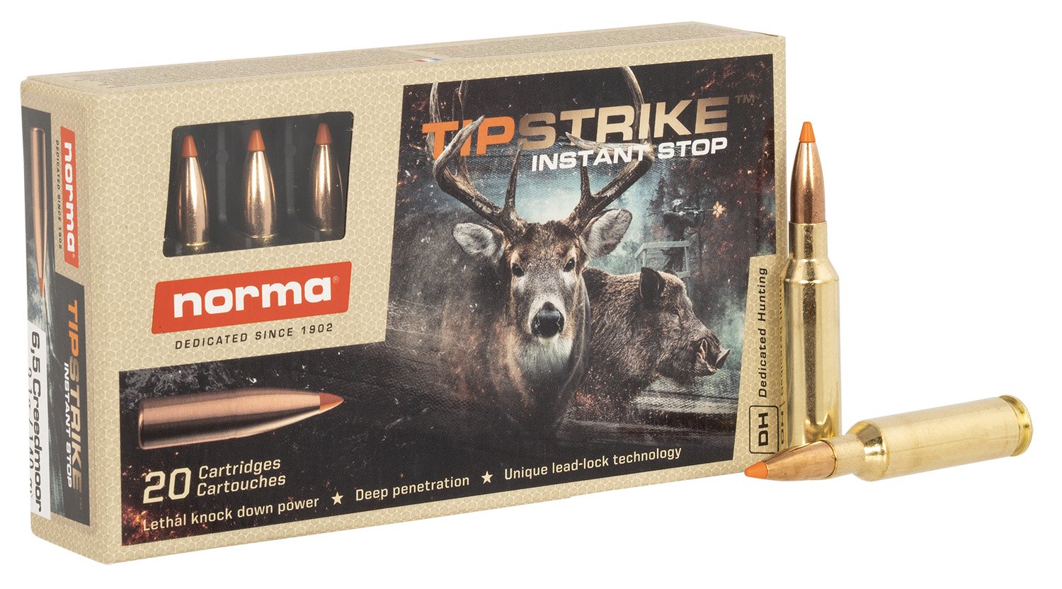 Buy Norma 20166512 Tipstrike 6.5 Creedmoor 140gr Ammo 20/Box online