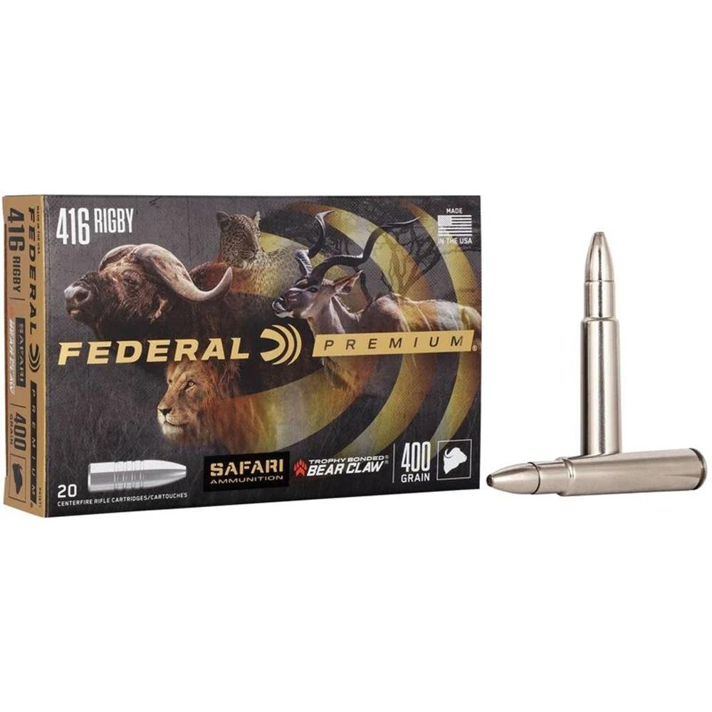 Federal P416T1 416 Rigby 400 Grain Trophy Bonded Bear Claw 20 Rounds - Federal Premium Ammunition - 416 Rigby