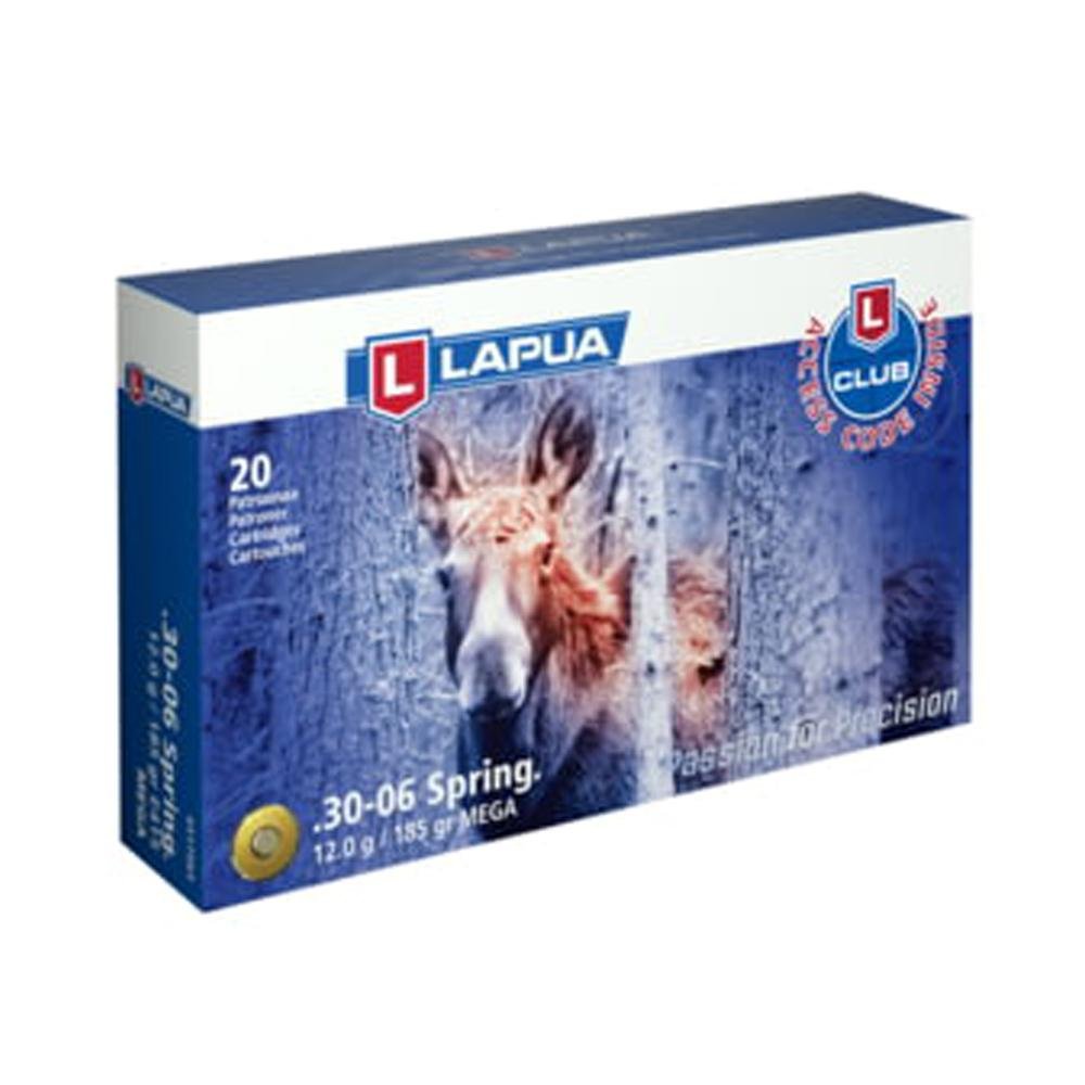 Lapua Mega 185 Grain .30-06 Springfield Soft Point Brass Cased Centerfire Rifle Ammo - 20 Rounds - Lapua - 30-06 Springfield