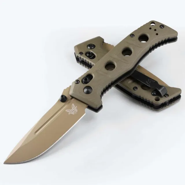 Benchmade Adamas FDE/PL 3.25" Black Scales, Axis Lock
