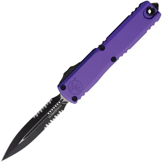 Microtech Ultratech G4 3.55 In D/E Black Part Serrated Purple Alu Handle - MICROTECH for sale at Iron and Lace