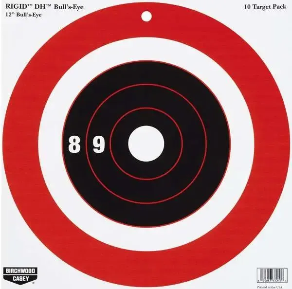 Birchwood Casey Rigid Bullseye Tagboard 12" x 12" Black/Orange 10 Pack - Birchwood Casey