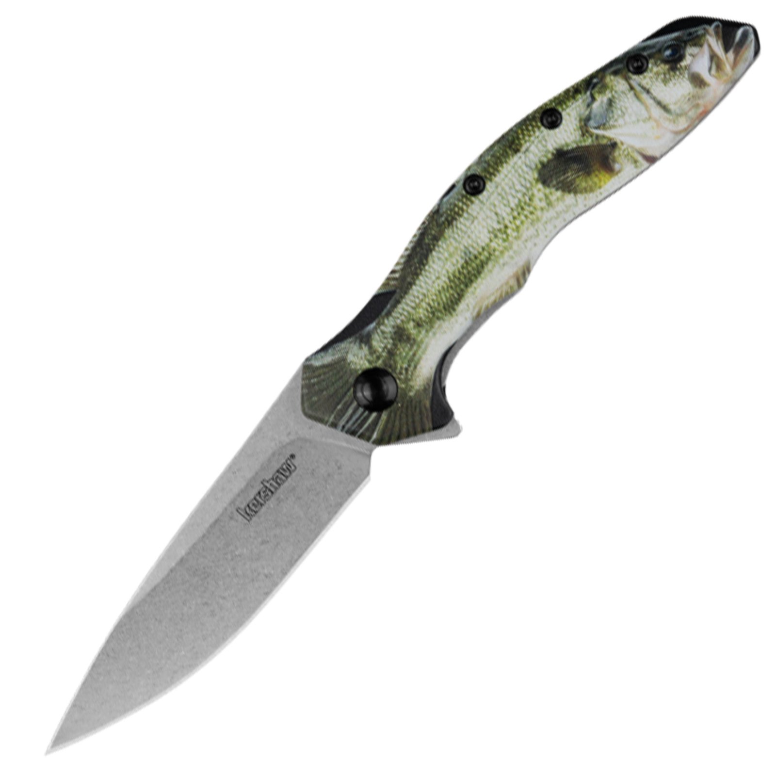 Kershaw Shoreline Bass Folding Knife 3 Drop Point Blade Green - Kershaw