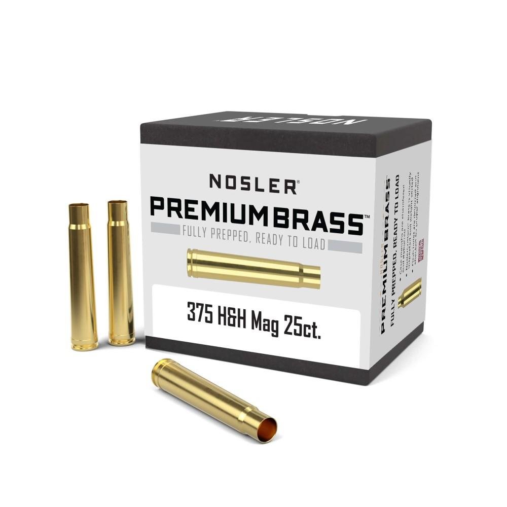 Nosler Unprimed Brass Rifle Cases .375 H&H 25 Count Quality Inspected - Nosler - 375 H&H