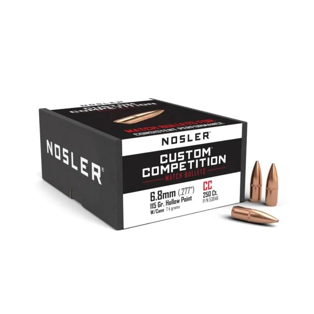 Nosler Custom Competition Bullets 6.8mm .277" 115 gr HPBT CANN 250-ct - Nosler - 6.8mm for sale at Bang-Bang Tactical
