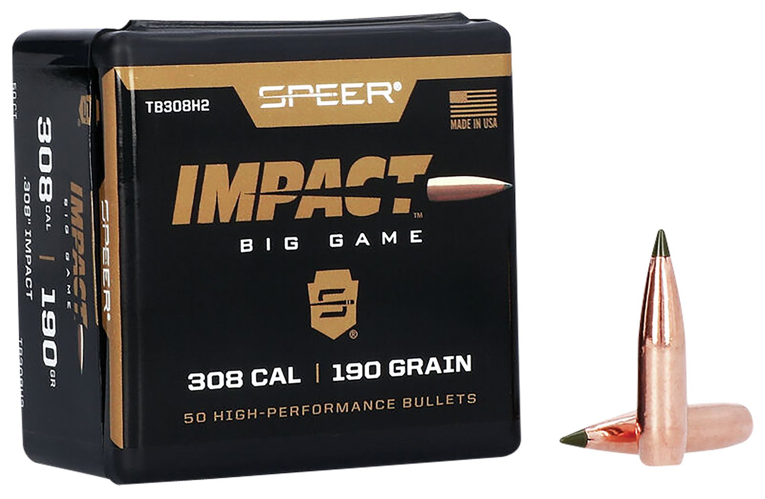 Speer Impact TB308H2 30 Caliber 190gr Polymer Tip Bullets - Speer - 30 Caliber