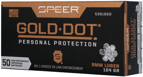 Buy Speer Gold Dot 9mm Luger 124 Grain GDHP 50 Rounds 531618GD online