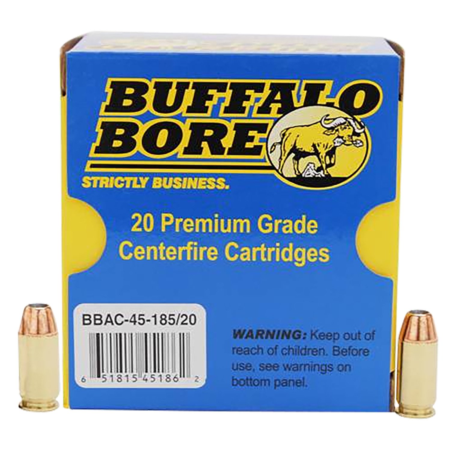 Buy Buffalo Bore 4518520 .45 ACP +P 185gr JHP Ammo 20 Rounds online