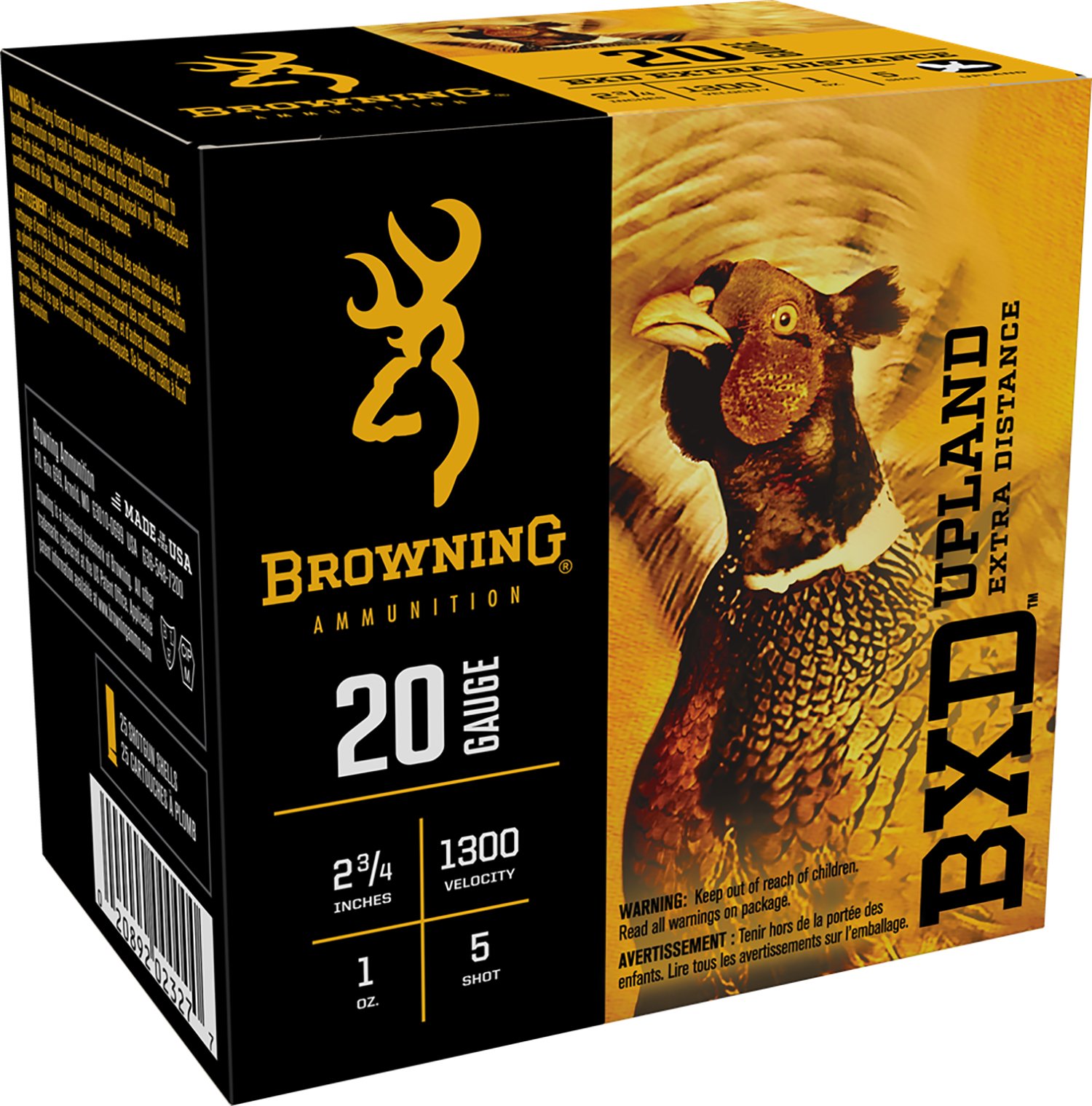 Browning BXD Upland 20 Gauge 2.75 In 1 oz High Velocity Nickel-Plated - Browning - 20 Gauge