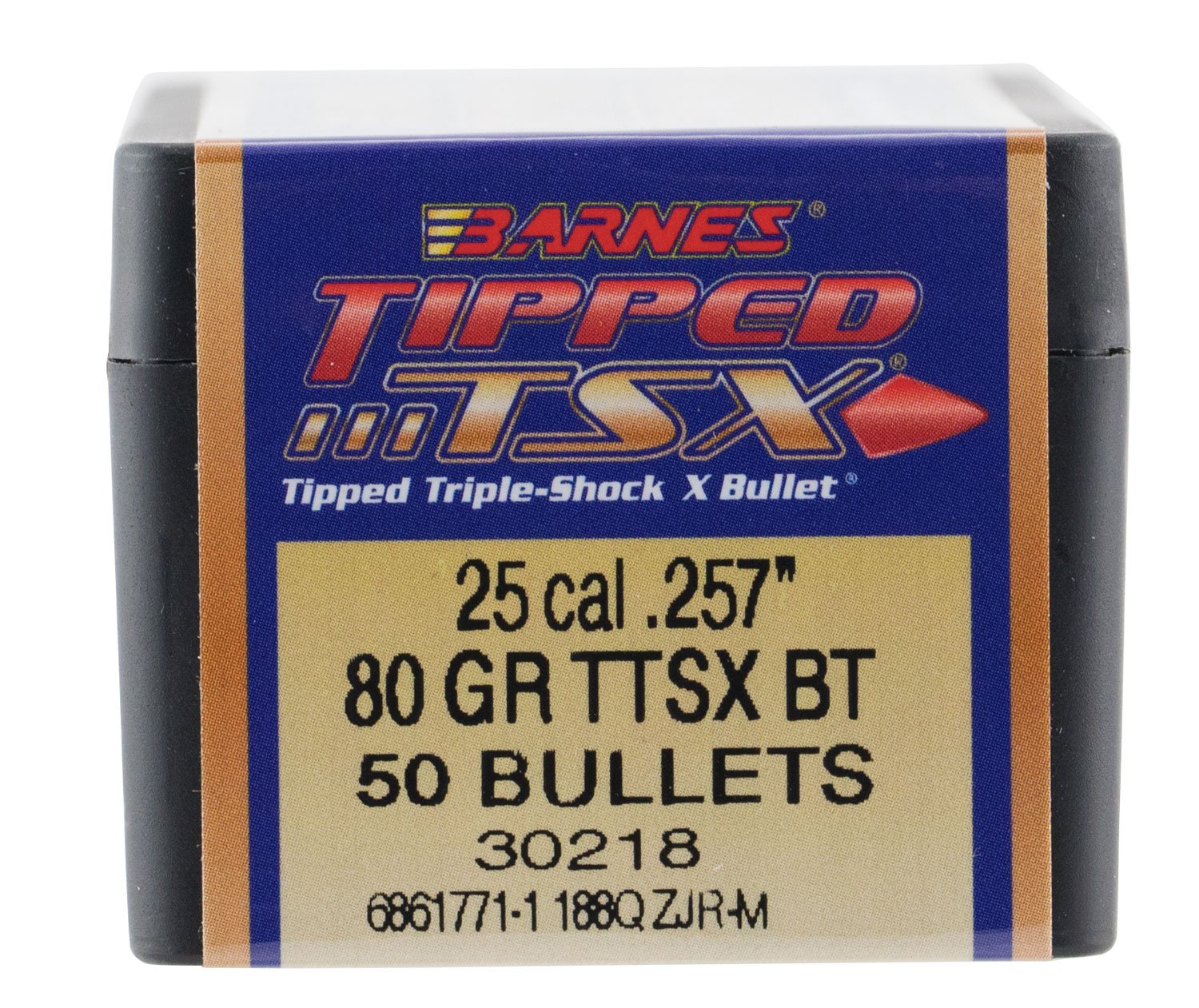 Barnes Tipped Triple Shock X TTSX .25 Caliber 80 Grain Boat Tail 50 Count - Browning - 25 Caliber