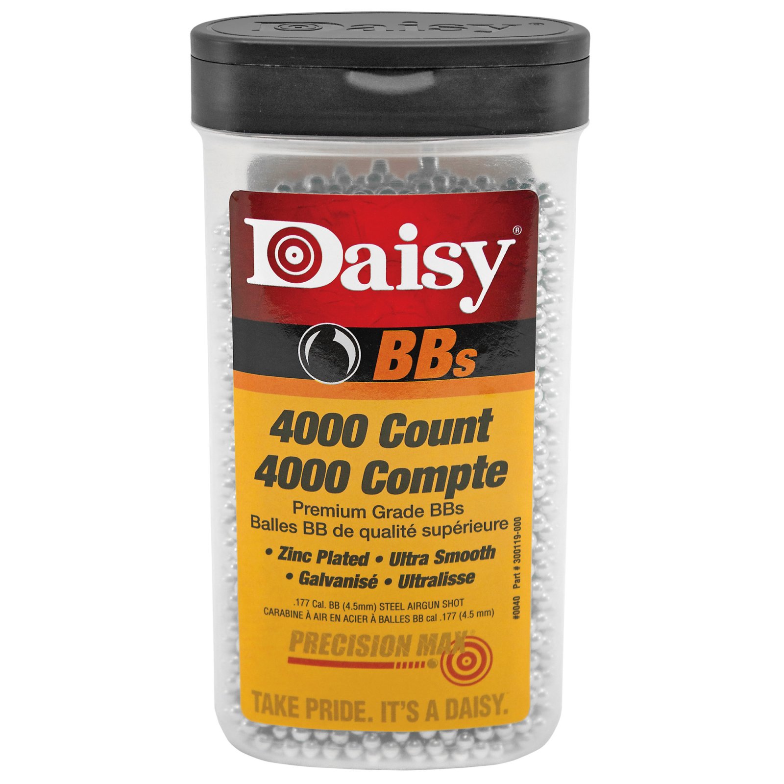 Daisy BB'S 4000 CT Zinc-Plated Steel .177 Caliber 4.5mm BBs Flip Top Bottle - Daisy Manufacturing Co., Inc.