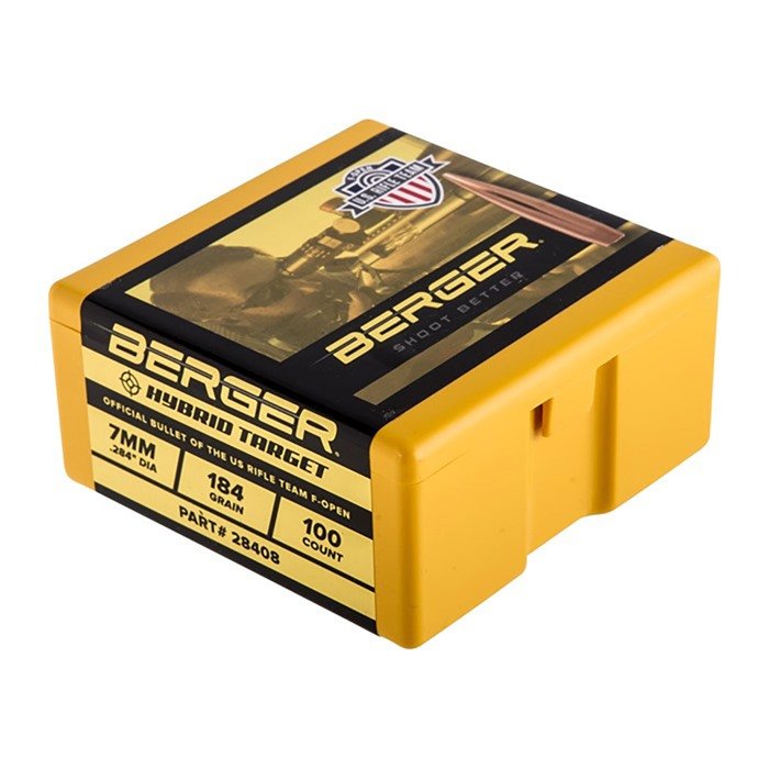 Berger 28708 7mm 184gr Hybrid Boat Tail Bullets 500/Box - Berger Bullets - 7MM
