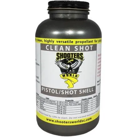Shooters World D032-03 Clean Shot Pistol Powder 1lb, Versatile, Low Residue