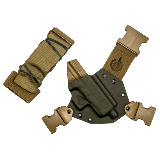 GunfightersINC KN-G43X-040221 Kenai Chest Holster, Glock 43X, Gray/Coyote - Gunfighters Inc