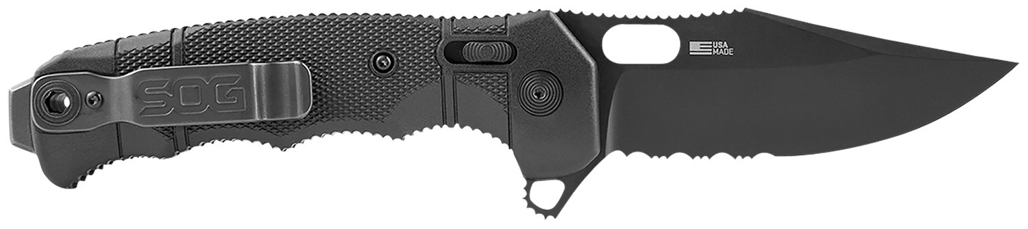 SOG SOG12210557 Seal XR 3.9" Folding Knife S35VN Black Serrated Blade - SOG