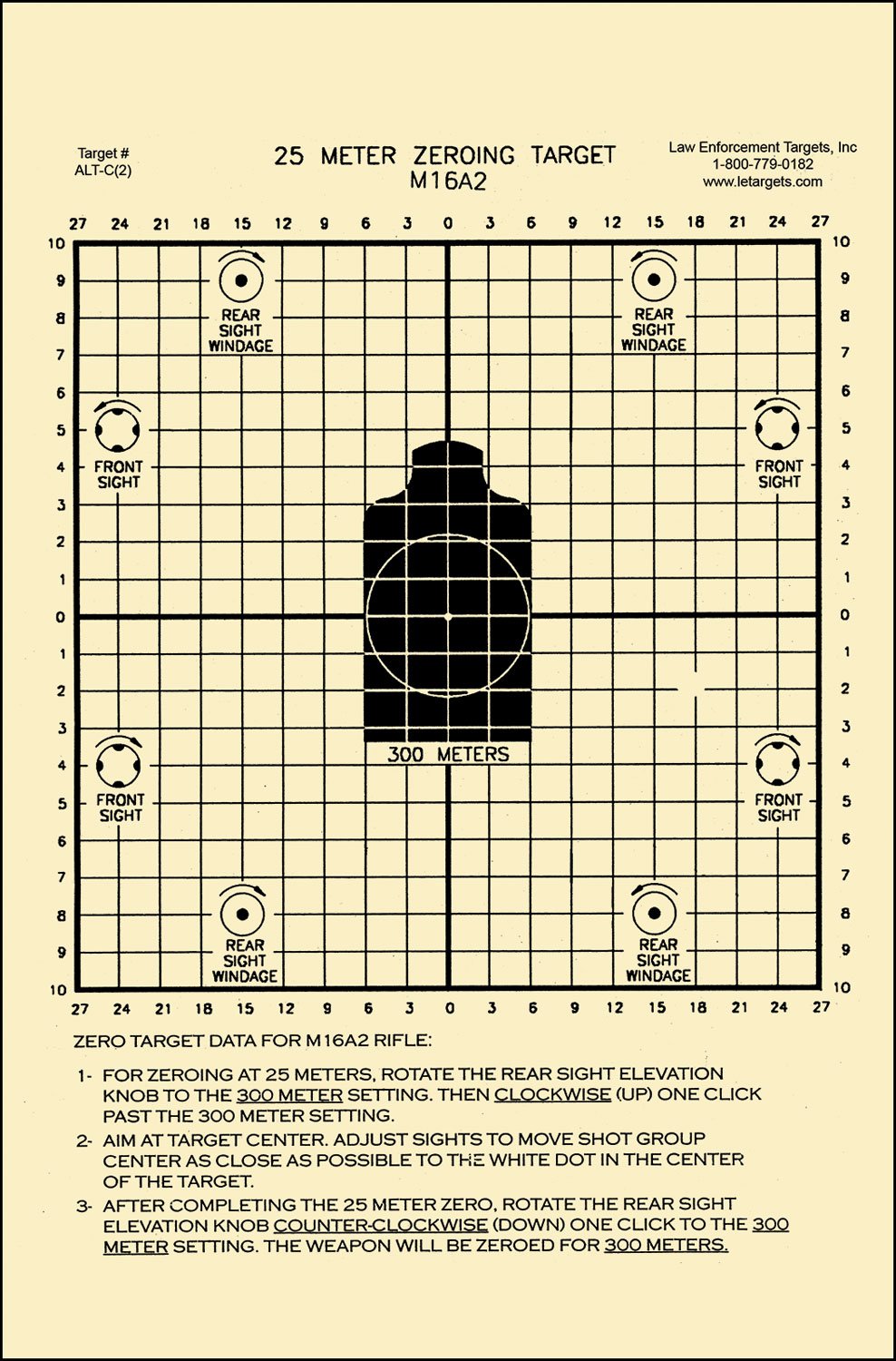 Action Target ALTC2100 25-Meter Zeroing Target 8.75"x11.5" 100 Pack