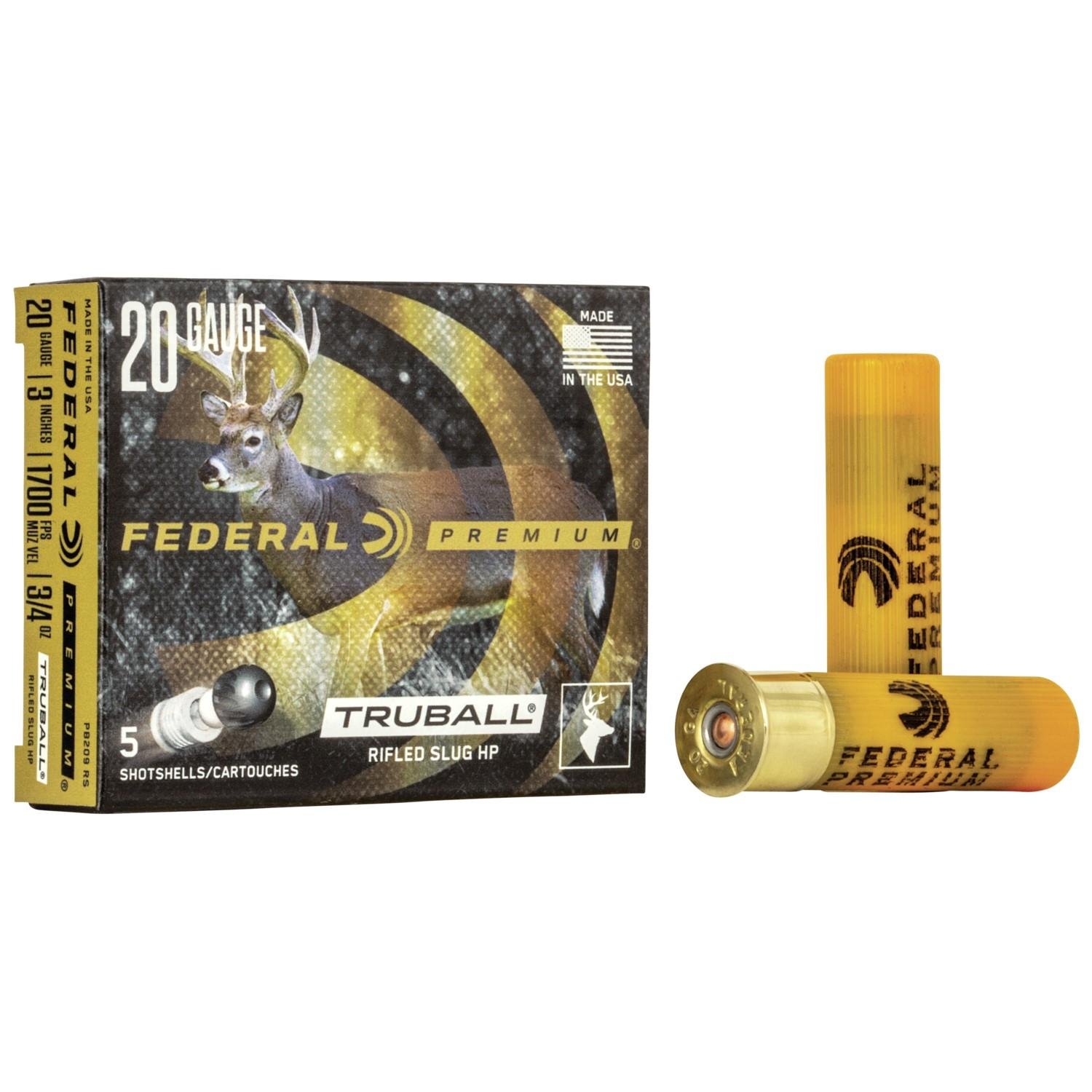 Federal 20ga 3" TruBall Rifled Slug Ammo 5rds PB209 RS